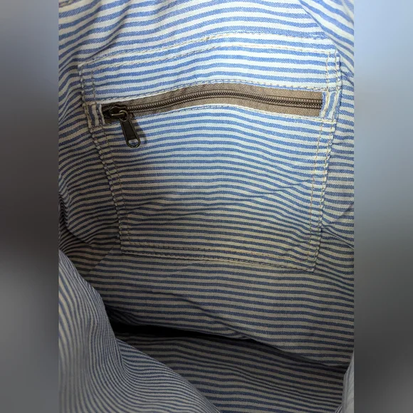 NWT Clea Ray Canvas Slip Strap Left Or Right Paris Bag With Leather Handles - Picture 11 of 14